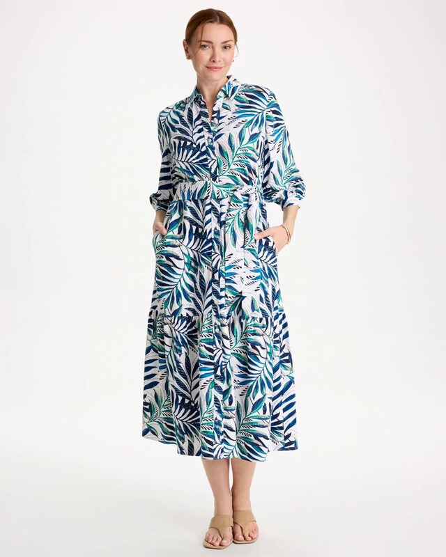 Palm Cotton-Rayon Slub Shirtdress - image 1